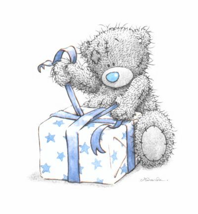 серый мишка бомжик очень любит дарить и получать подарки