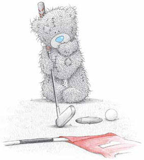 Тедди спортсмен. Он играет в гольф.